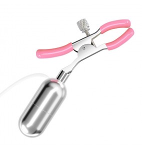 MIZZZEE - Vibrating Nipple Clamps Licking Vibrator Egg (Chargeable - Pink)
